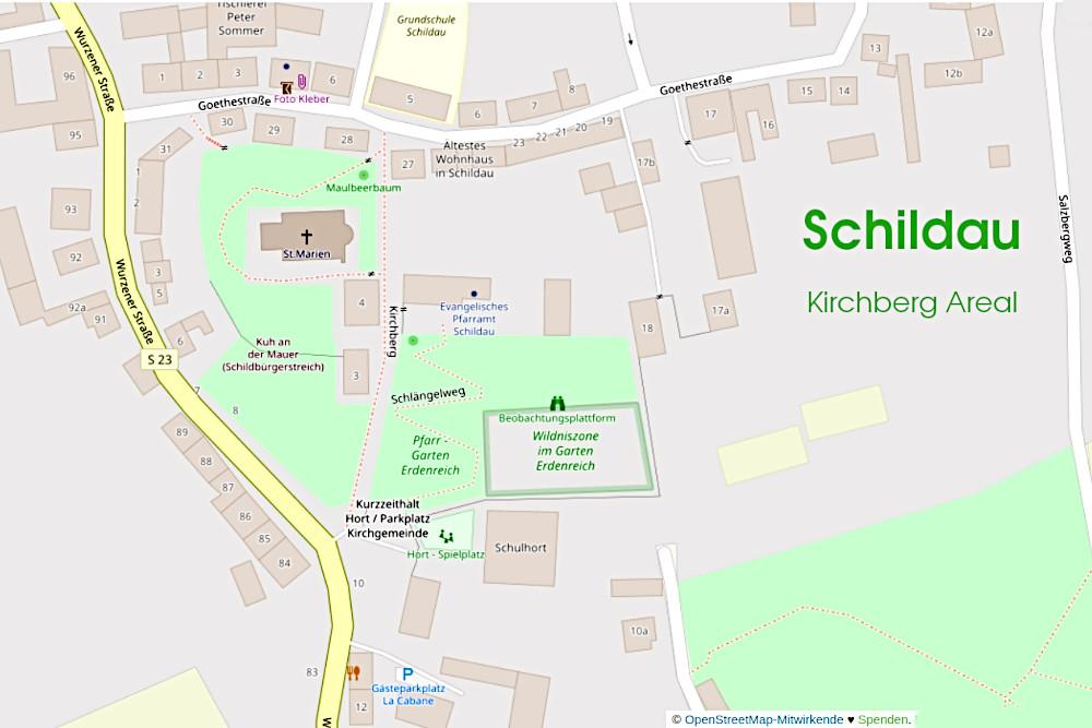 Karte Schildau Kirchberg mit Garten Erdenreich