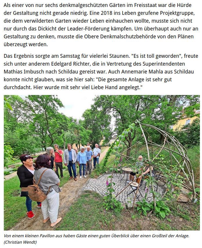 Pressebeitrag zur Garten Erdenreich - Eröffnung am 5. Juni 2022 mit Foto vom Rosenpavillon